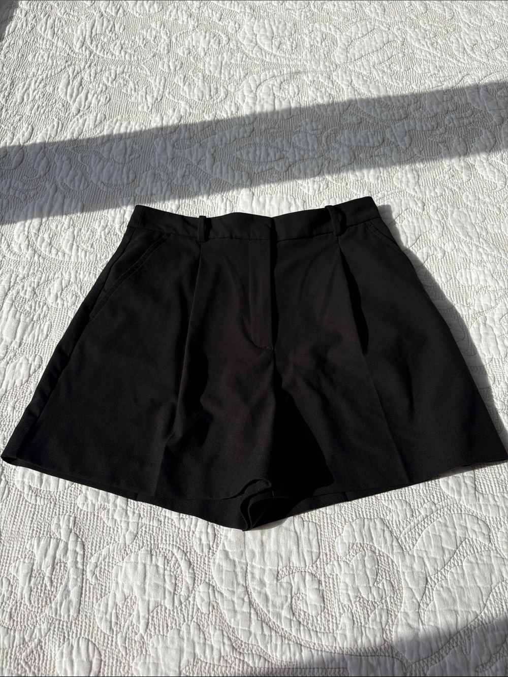 Zara Black High-Waist Tailored Shorts